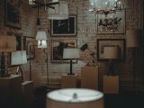 Photo Bathroom sink glass wall lamp