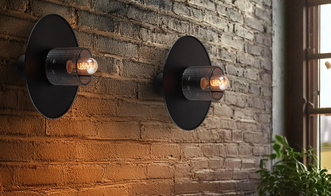 Matte-Schwarze Metall-Wandlampe für Industrie-Loft