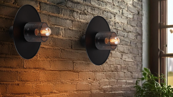 Matte-Schwarze Metall-Wandlampe für Industrie-Loft